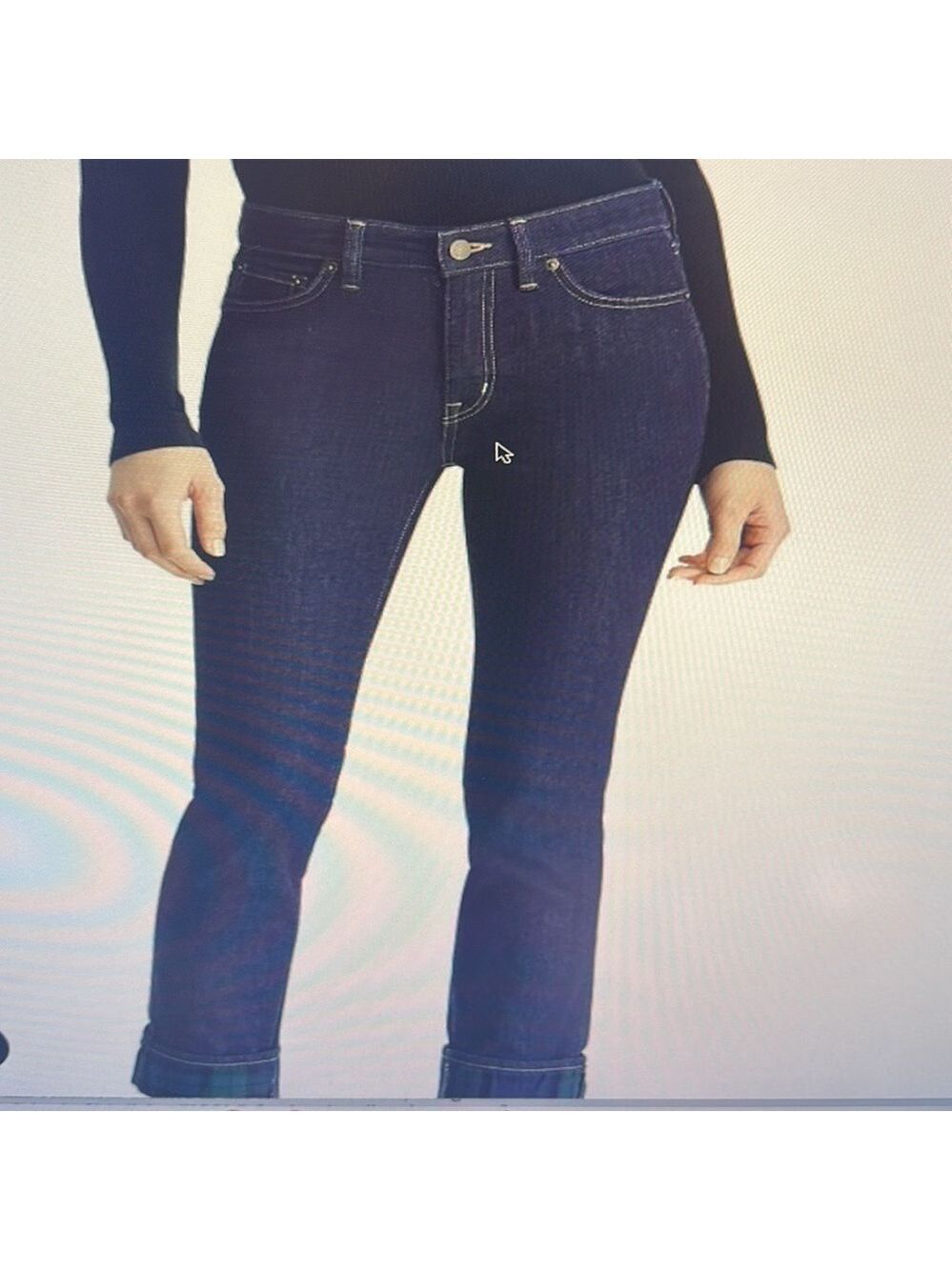 Lauren Ralph Lauren Straight Plaid Cuff Jeans